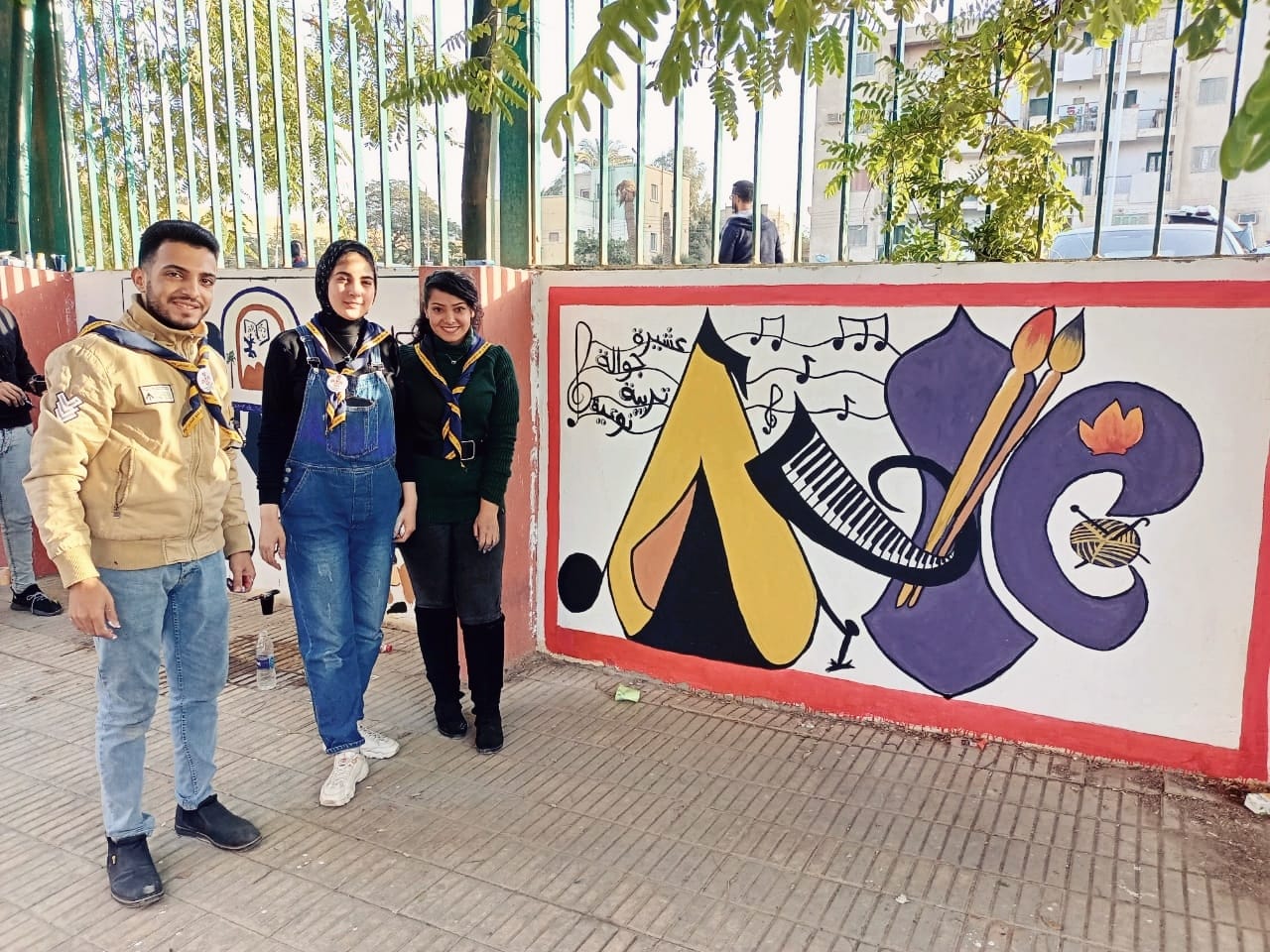 جوالة كلية التربية النوعية مركز ثاني جامعة في مسابقة الرسم ع الجداريات